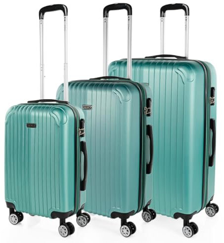 ITACA - Valises. Lot de Valise Rigides 4 roulettes - Valise Grande Taille, Valise soute Avion, Bagages pour Voyages.Ensemble Valise Voyage. Verrouillage à Combinaison, Bleu verdâtre