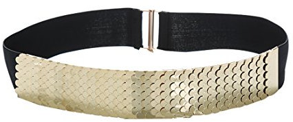 sourcing map Frauen Fisch Schuppen Modern Gürtel Gummiband Metall Bund Breite 1 3/4
