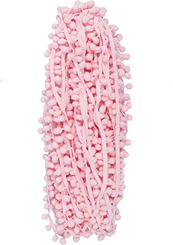 YCRAFT 16,5 m Ballfransen 2,2 cm breit Pompon-Bordüre zum Nähen, Babyrosa