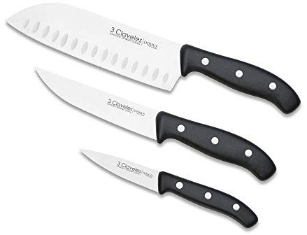 3 Claveles 28004 Set Cuchillos de Cocina, Verduras 9Cm, Plata
