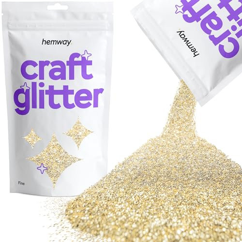 Hemway Craft Glitter - Champagne Gold | Fine Metallic Sequin Flakes for Resin & Epoxy Crafts | Supplies for Tumblers, Cards, Jewellery, Candle, Hair, Face, Body & Nail Art | 100 g