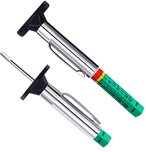 GODESON Tyre Tread Depth Gauge UK, 6-Sided Smart Color Coded Tyre Depth Gauge UK, Tyre Depth Measurement Tool in 25MM/32nds(Pack of 2)