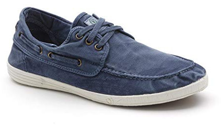 Natural World Eco - Zapatillas Hombre - Náuticos de algodón orgánico y Caucho - Color Azul- 303E