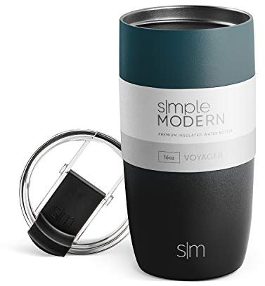 Simple Modern Thermobecher Kaffeebecher to go mit Klappdeckel | Isolierter Edelstahl-Kaffeebecher | Geschenke für Frauen und Männer | Voyager | 470ml | Moonlight