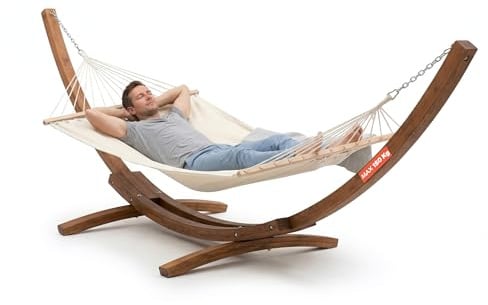Amaca da Giardino con Supporto in Legno da Esterno Dimensioni 320 X 100 X 110 H Fino a 150 kg