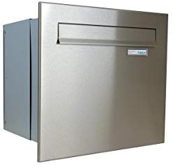 A-042 Edelstahl Mauerdurchwurf Briefkasten (Variable Tiefe) mit Namenschild