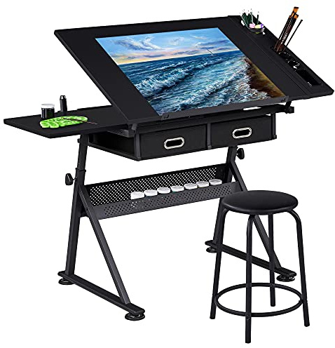 Topeakmart Drafting Table for Artists, Height Adjustable Drawing Draft Desk