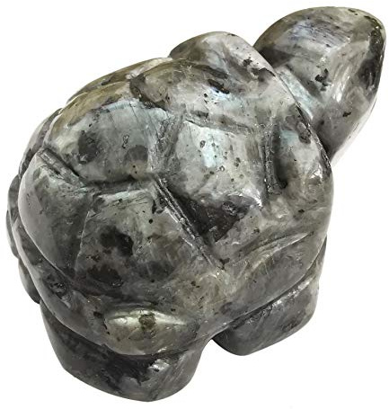 Lovionus89 Hand Carved Turtle Made of Natural Stone 40mm | Gemstone Figure Lucky Bringer | Pocket Stone handsmith Decoration | Feng Shui Gift, Labradorit