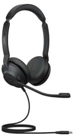 Jabra Evolve2 30 Headset – Stereo Kopfhörer mit Noise Cancelling – Zertifiziert für Microsoft Teams – mit 2-Mikrofon Anruf-Technologie – USB-C Kabel – Schwarz