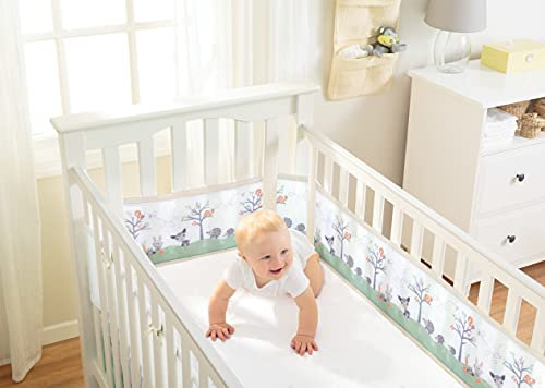 BreathableBaby Klassische atmungsaktive Netz-Einlage, für Kinderbetten mit 4 offenen Seiten, deckt 4 Seiten ab, die sicherere Alternative zu traditionellen Nestchen, maschinenwaschbar, Woodland Walk,