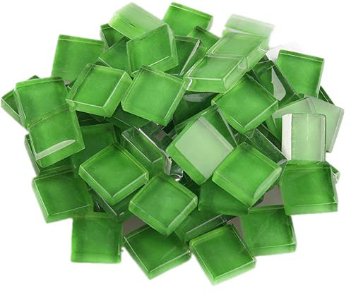 200g Carreaux de Mosaïque Tesselles en Verre,1x1cm Carré Mosaïque de Pierres Morceaux de Mosaïque en Verre pour Loisirs Créatifs, Décoration(Vert)