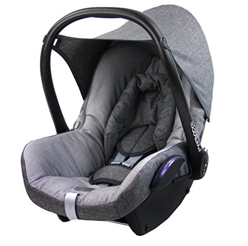 BAMBINIWELT Bezug Ersatzbezug kompatibel mit Maxi-Cosi CabrioFix für Babyschale 6-tlg Komplett-Set hochwertiges Polyestergemisch (meliert grau-hellgrau)