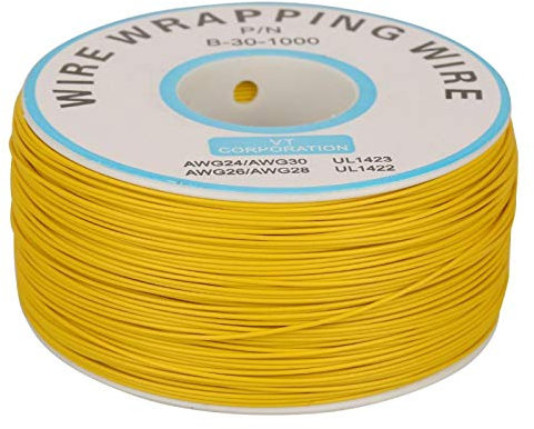 30AWG 0,25mm² Elektrischer Draht Kabel Kit 1Rolle verzinnter Kupferdraht mit Silikonisolierung 5 Verschiedene Farbige Single Kupferdraht Litze (Gelb)