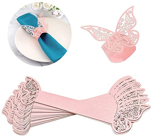HAOBIN 40 StüCk Serviettenringe Schmetterling Papier Serviettenringe Servietten Schnalle Serviettenring Schmetterling Papier Serviettenschnalle Servietten Ring FüR Hochzeits Bankett Party Tisch Deko
