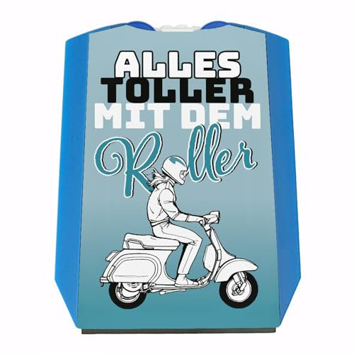 speecheese Alles toller mit dem Roller Parkscheibe in blau mit Rollerfahrerin Eiskratzer Wasserabstreifer und Einkaufswagen-Chips Roller parken Scooter Parkplatz Führerschein