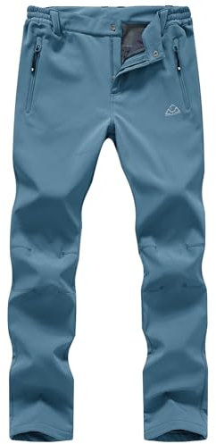 donhobo Damen Gefüttert Winterhose Winddicht Warm Wanderhose Wasserdicht Softshellhose Herbst Winter Outdoorhose Funktionshose (Grau blau, XXL)