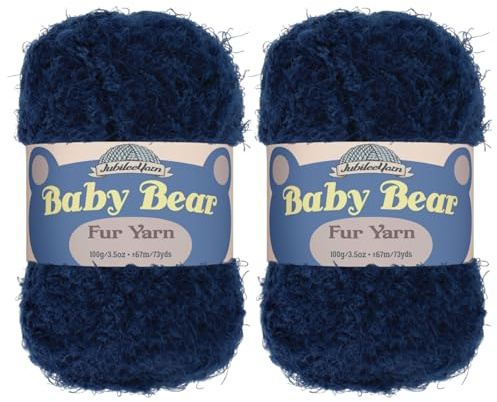 JubileeYarn Baby Bear Yarn - Chunky Weight Polyester Fur - 100g/Skein - Navy - 2 Skeins