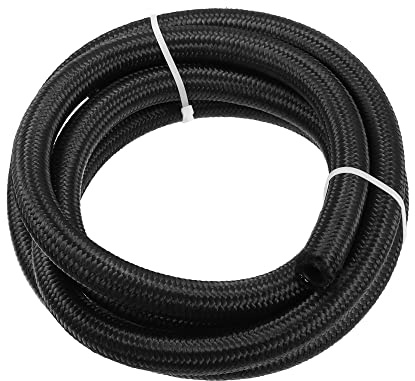 A ABSOPRO Geflochtener CPE Öl-Gas-Schlauch Schwarz 1x Für Auto AN10 8ft | Geflochten, 8ft, Innendurchmesser 13mm, Außendurchmesser 21mm, 1000psi, Nylon+Edelstahl, Für Autos & Rennwagen