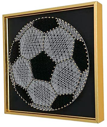 DIY Dekorative Gemälde für Wand, Basketball-Linie Malset Wandkunst, Kunst und Handwerk DIY Kit für Erwachsene und Kinder Anfänger, kreative Geschenke für Kinder, Jugendliche (Goldrahmen, Fußball)