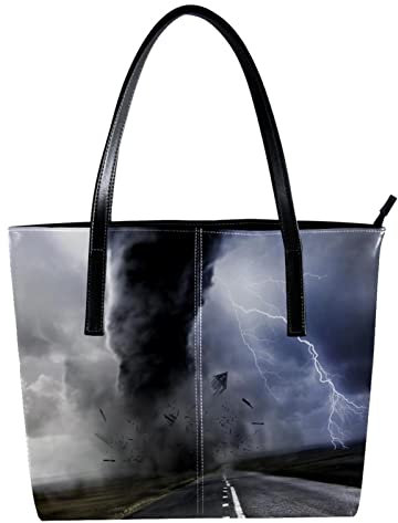 Handtaschen für Damen Mode Tragetaschen Umhängetasche Satchel Taschen,Taifun Highway Landschaft