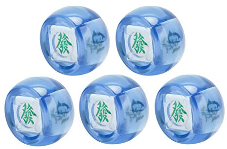 Mahjong Windrichtungswürfel, transparent, blau, für Osten, Süden, Westen und Norden, perfekt für Unterhaltung und Spielsphären, 5 Stück