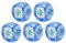 Mahjong Windrichtungswürfel, transparent, blau, für Osten, Süden, Westen und Norden, perfekt für Unterhaltung und Spielsphären, 5 Stück