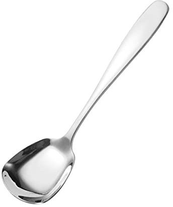 Cuchara cuadrada de sopa, cucharas de sopa de acero inoxidable, cucharas de mesa, cuchara grande para servir sopa profunda, cuchara de servidor plateada