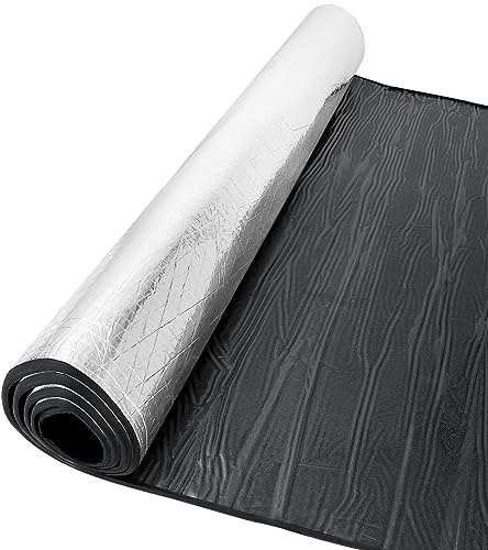 Rouleau d'isolation thermique en mousse d'aluminium autocollant et réfléchissant à bulles d'aluminium pour sols, toits, portes de garage et camping-cars - 32 cm x 10 m