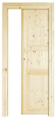 Kimono Casa - Porta Scorrevole a Scomparsa Interno Muro, Abete Grezzo Reversibile 200 x 70