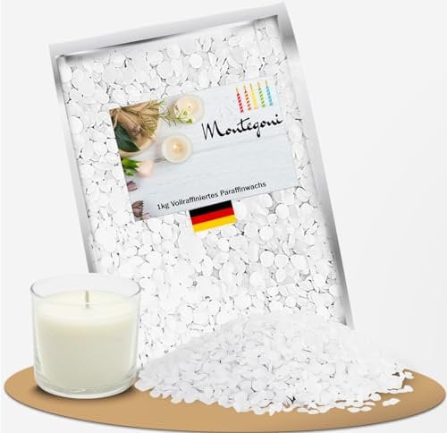Parafina pura Montegoni para velas 1kg, cera de calidad alemana para moldeado de velas, cera para velas, gránulos de cera, pastillas de cera