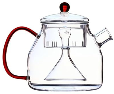 Kamelar.Lava Hohe Borosilikatglas Dampfende Teekanne, 1250ml Teekanne, kann offenes Feuer sein, Induktionsherd Heizung Glas Wasserkocher, Teekanne innen einzigartige dampfende Teeteile.