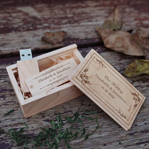 Memoria USB 3.0 de Madera,Personalizable con Grabado láser,USB Flash Drive Regalo Ideal para Boda/Cumpleaños/Aniversario/Graduación (16GB, Patrón No.01)