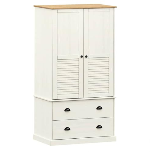 vidaXL Kleiderschrank VIGO Weiß 90x55x170 cm Massivholz Kiefer