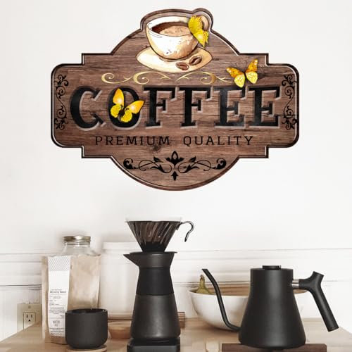 COVPAW Wandtattoo Kaffee Schild Wandaufkleber Küche Cafe Wohnzimmer Büro Wandbild Kaffee Laden Wanddekoration (Kaffe Schild)