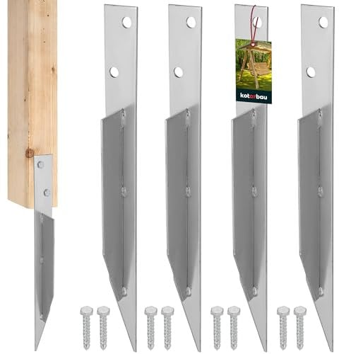 KOTARBAU® Fixation Universelle pour Balançoire 4Pc + 8 Vis 44.5x4Cm en Tôle Galvanisée À Chaud | Ancrage Au Sol | Ancrage Balançoire | Ancrage Portique | Fixation Balançoire Extérieur