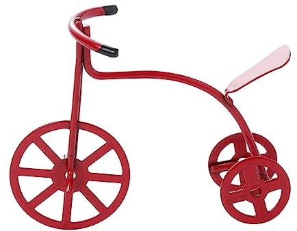 CIYODO Mini Dreirad Modell Für Puppenhaus Dekoratives Spielzeugfahrzeug Für Miniaturmöbel Als Wohnungsschmuck Rot
