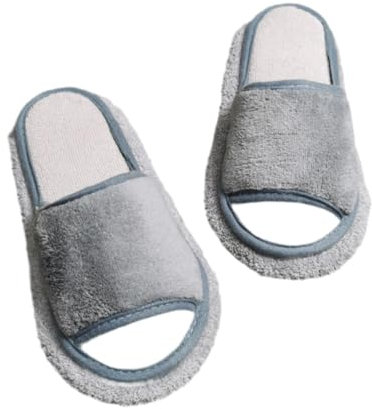 JISADER Mopp-Hausschuhe für Damen und Herren, Reinigungsschuhe, Reiniger, Wisch-Hausschuhe für das Abstauben im Haus, Schlafzimmer, 24.5 cm, GRAU