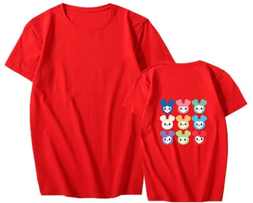 FUJUTANG Kpop Twice Unisex T-Shirt Twice Cartoon Shirt NaYeon Sana Mina Momo Tzuyu Dahyun Tee Shirt, Rot/Ausflug, einfarbig (Getaway Solids), XX-Large