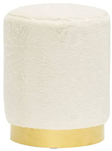 vidaXL Hocker Rund Sitzhocker Polsterhocker Fußhocker Rundhocker Sitzpouf Pouf Puff Sitzpuff Ottomane Schemel für Wohnzimmer Flur Weiß Plüsch