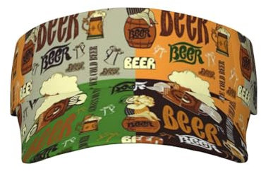 Oudrspo Bier Schwarz-Weiß-Korn-Druck Sport Sonnenblenden Hüte Verstellbare Leere Zylinder Damen Herren Sonnenblenden Hut für Männer