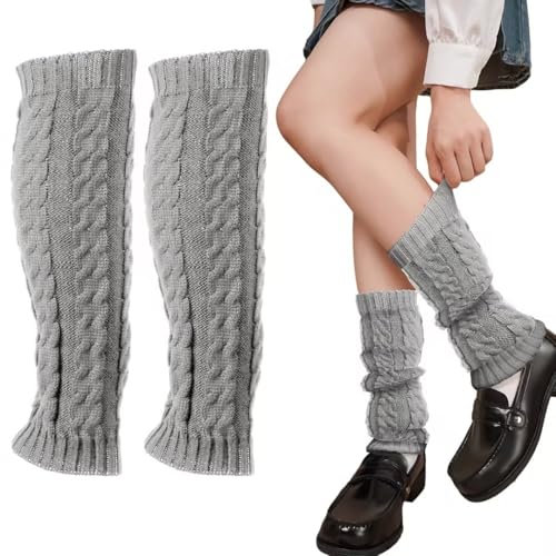 AUNGCSHE Winter Leg Warmers, Stulpen Damen für Damen aus Wolle und Acryl, Weich Sportgeschenk, Beinlinge zum jeden Tag, Tanzen, Sport, Gym, Bergtouren, Beinwärmer Damen n für Ballett (Grau)