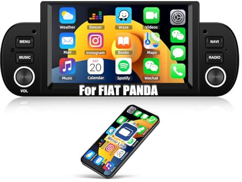CAMECHO Android 13 Radio Coche para FIAT Panda 2013-2020 con GPS, Pantalla Táctil de 6.2 Pulgadas Radio con WiFi MirrorLink FM RDS Bluetooth y USB