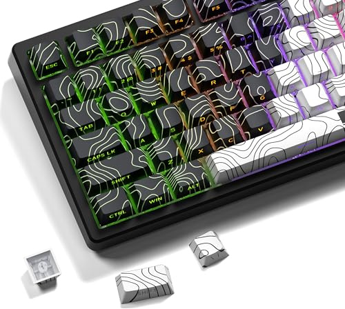 GMKWTL XVX Topographic PBT Shine Through Double Shot Dye-Sub Keycaps for Gateron Cherry MX Switches Mechanical Keyboard