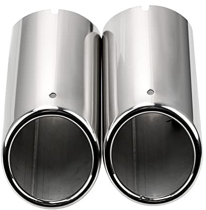 TRASH BIN Für Audi A4 B8 A3 A1 Q5 2 Stück Auspuffanlagen Auto Auspuffspitze Schalldämpfer Rohrabdeckung Auto Auspuff Endrohr(Silber)