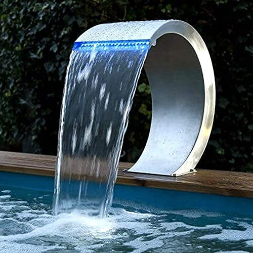 Swimmingpool-Brunnen, rechteckiger Wasserfall-Pool, Garten-Wasserfall-Pool-Brunnen Edelstahl-Pool-Wasserfall-Brunnen