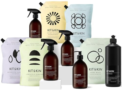 Kit & Kin Eco Bathroom Cleaning Bundle | Non-Toxic Plant-Based Products | 100% Naturally Derived Cleaners | Refillable Range