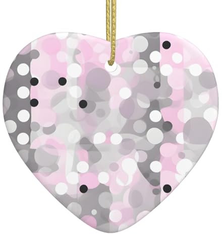 Rose Gris Blanc Motif à Pois Moderne Imprimer Petits Décorations de Noël Décorations Première Céramique Arbre de Noël Cadeaux