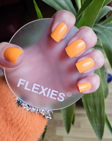 Flexies, Salon Quality Press On Nails (Orange, Short)