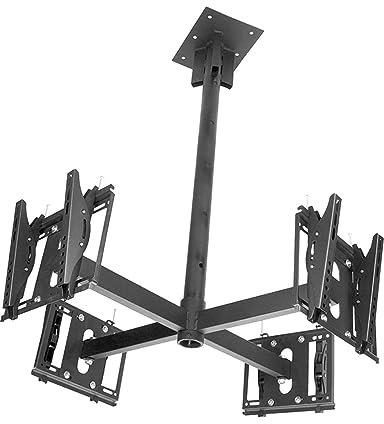 SnamicE Soporte de Techo para TV con inclinación Ajustable - Soporte de Montaje para TV en Techo de Cuatro Lados, Movimiento Completo de 32 a 55 Pulgadas - Soporte de Pantalla Plana/curv,