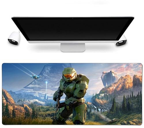 Sublymes Halo Edition Zeta Halo Mouse Pad - Large Size 900x400mm, Futuristic Design, Stable Base, Waterproof Surface, Sci-FI Master Chief Fans